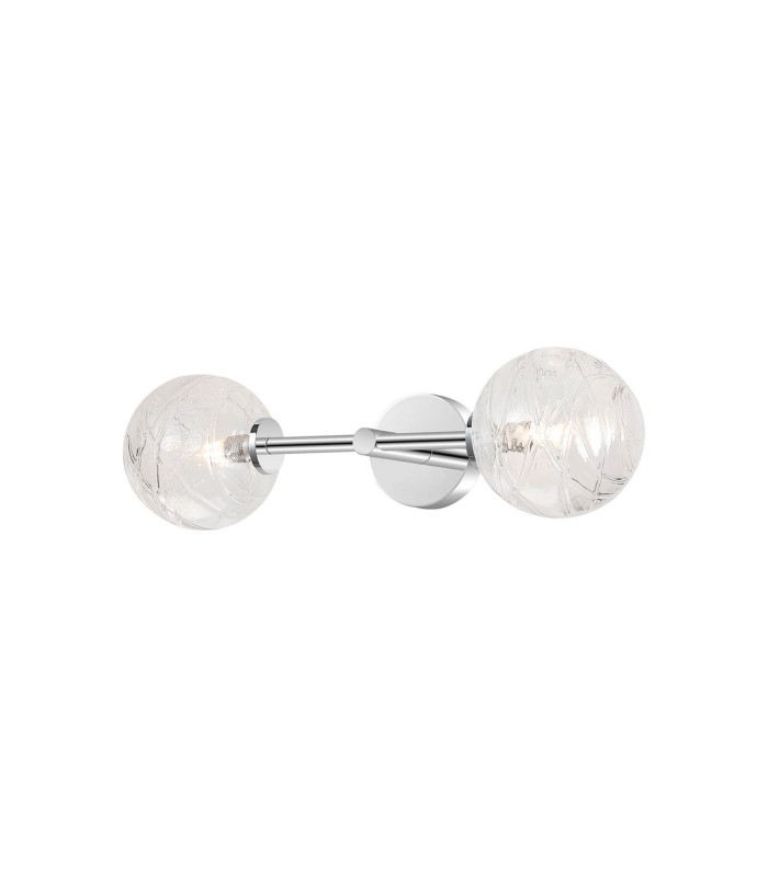 Tivoli Medium Arm Wall Light 2 Light G9 IP44 Polished Chrome/Clear Dune Effect Round Glass-5
