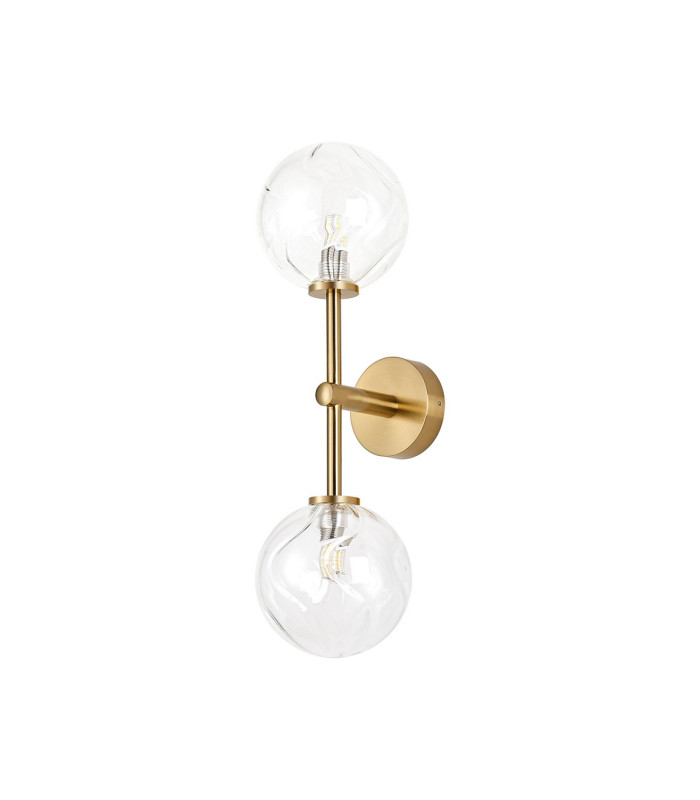 Tivoli Medium Arm Wall Light 2 Light G9 IP44 Brass Gold/Clear Waved Round Glass-4