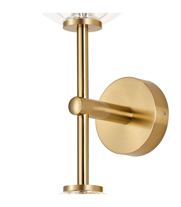 Tivoli Medium Arm Wall Light 2 Light G9 IP44 Brass Gold/Clear Waved Round Glass-8