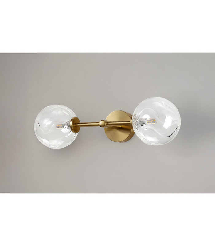 Tivoli Medium Arm Wall Light 2 Light G9 IP44 Brass Gold/Clear Waved Round Glass-12