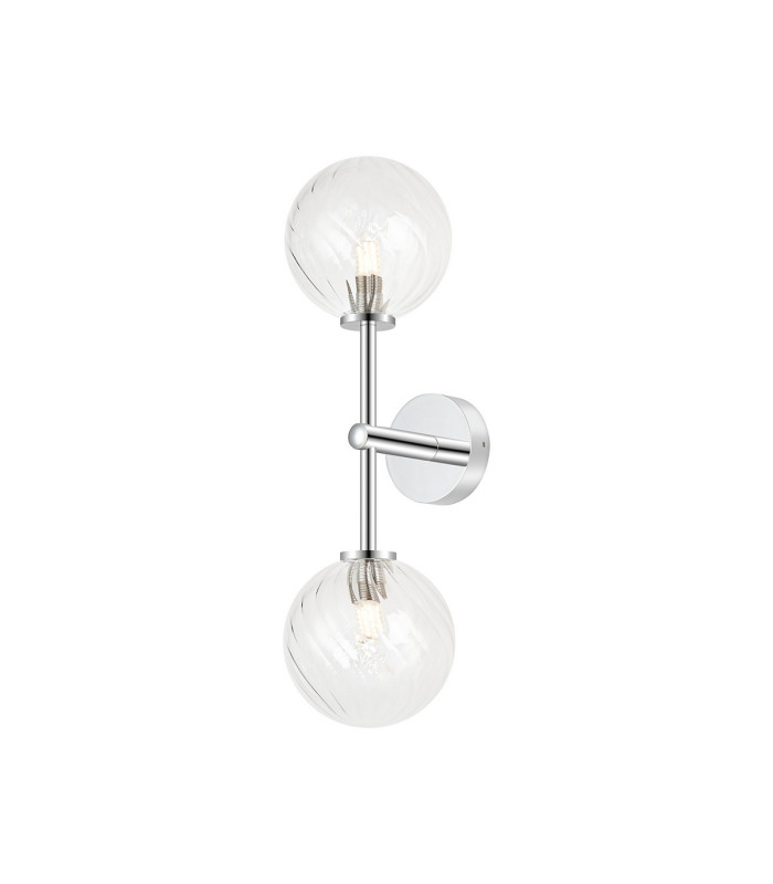 Tivoli Medium Arm Wall Light 2 Light G9 IP44 Polished Chrome/Clear Swirl Round Glass-1