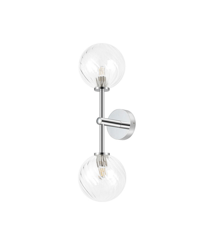 Tivoli Medium Arm Wall Light 2 Light G9 IP44 Polished Chrome/Clear Swirl Round Glass-4