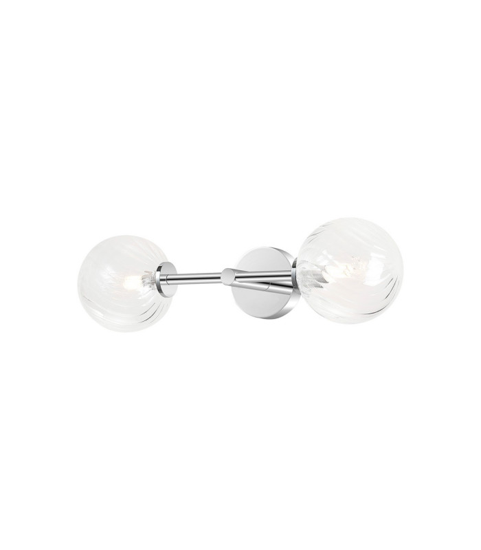 Tivoli Medium Arm Wall Light 2 Light G9 IP44 Polished Chrome/Clear Swirl Round Glass-5