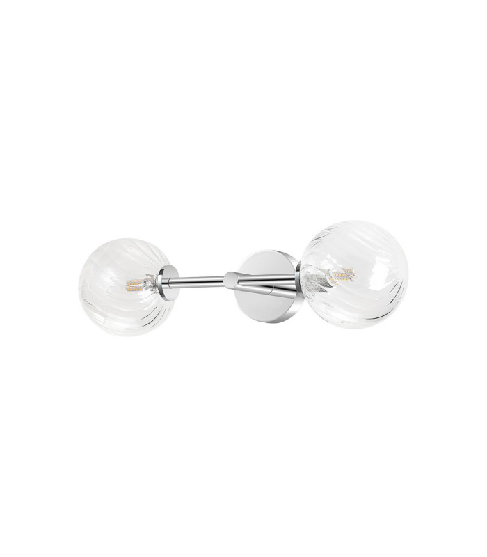 Tivoli Medium Arm Wall Light 2 Light G9 IP44 Polished Chrome/Clear Swirl Round Glass-9