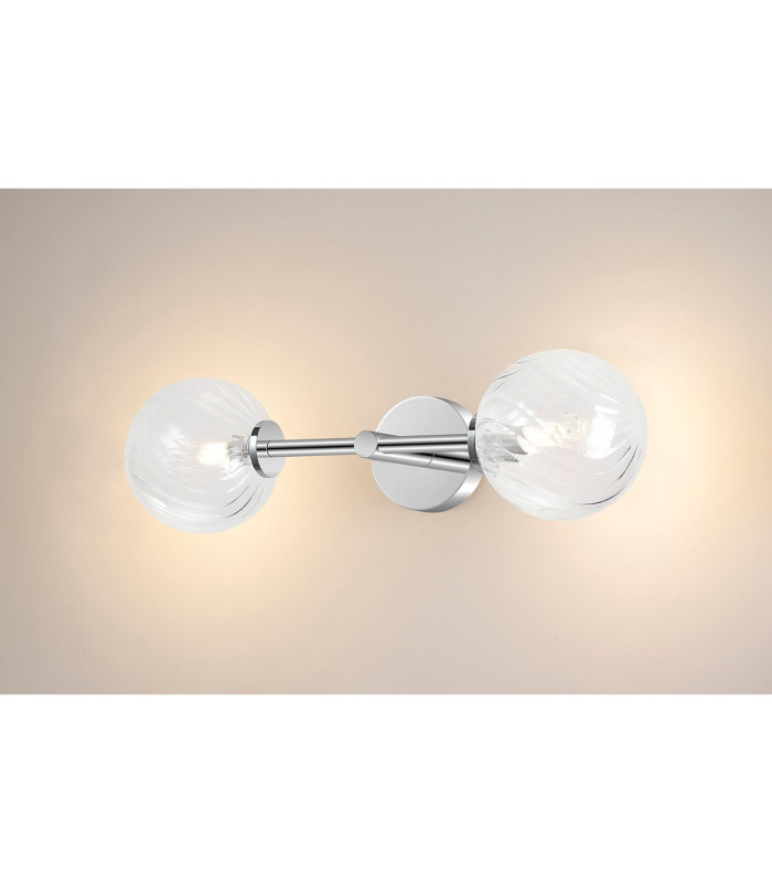 Tivoli Medium Arm Wall Light 2 Light G9 IP44 Polished Chrome/Clear Swirl Round Glass-11
