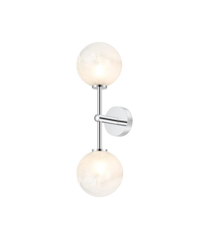 Tivoli Medium Arm Wall Light 2 Light G9 IP44 Polished Chrome/White Two-Tone Snow Specks Round Glass-1