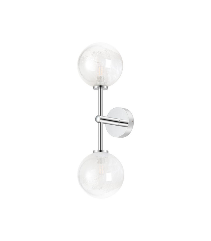 Tivoli Medium Arm Wall Light 2 Light G9 IP44 Polished Chrome/White Two-Tone Snow Specks Round Glass-4