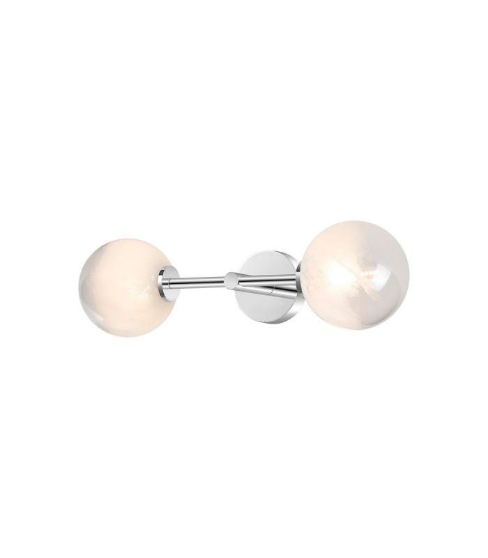 Tivoli Medium Arm Wall Light 2 Light G9 IP44 Polished Chrome/White Two-Tone Snow Specks Round Glass-5