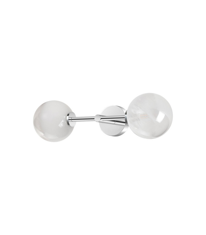 Tivoli Medium Arm Wall Light 2 Light G9 IP44 Polished Chrome/White Two-Tone Snow Specks Round Glass-9