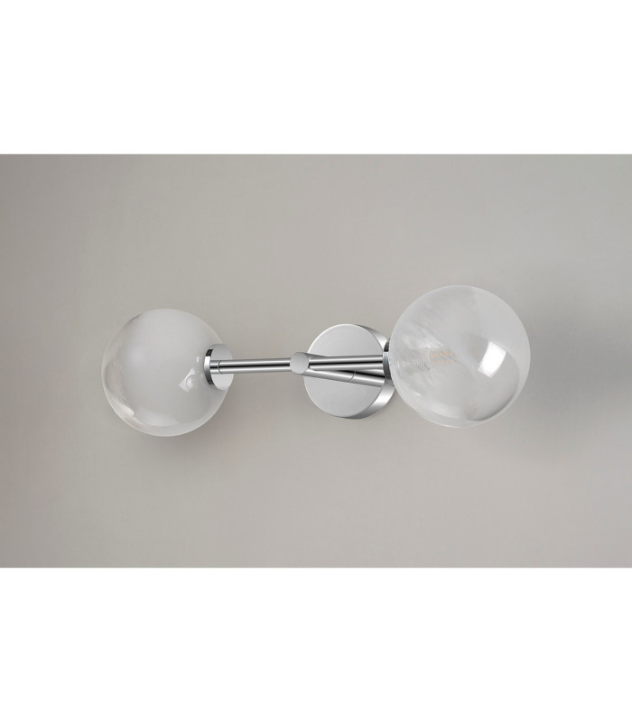 Tivoli Medium Arm Wall Light 2 Light G9 IP44 Polished Chrome/White Two-Tone Snow Specks Round Glass-12
