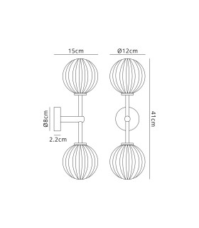 Tivoli Medium Arm Wall Light 2 Light G9 IP44 Satin Black/Opal Round Segment Glass-2