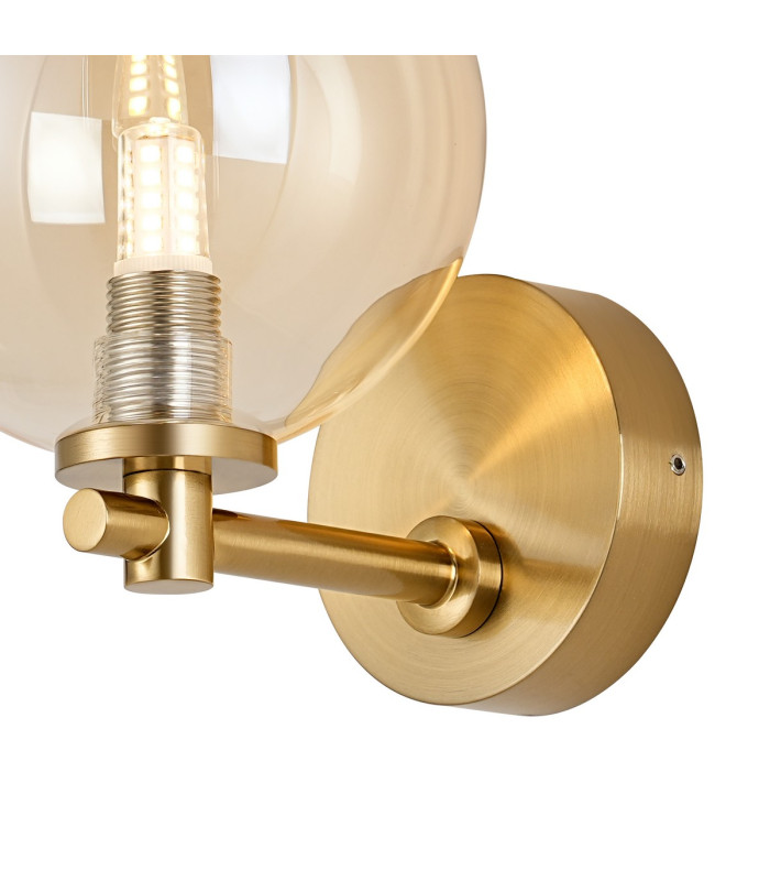 Tivoli Short Arm Wall Light 1 Light G9 IP44 Brass Gold/Amber Smooth Round Glass-6