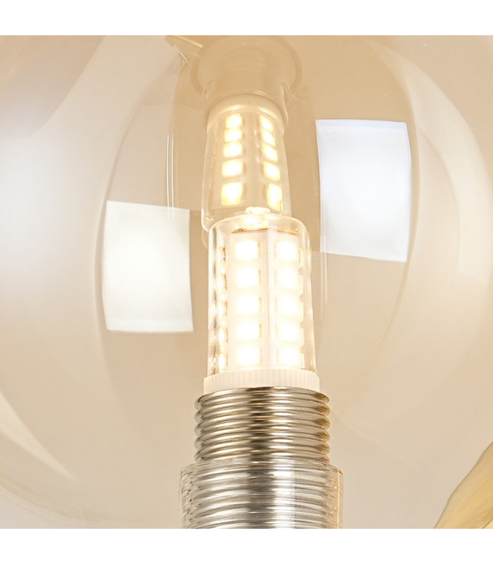 Tivoli Short Arm Wall Light 1 Light G9 IP44 Brass Gold/Amber Smooth Round Glass-7
