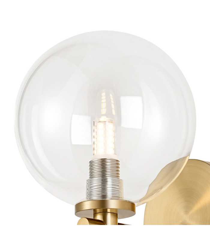 Tivoli Short Arm Wall Light 1 Light G9 IP44 Brass Gold/Clear Smooth Round Glass-5