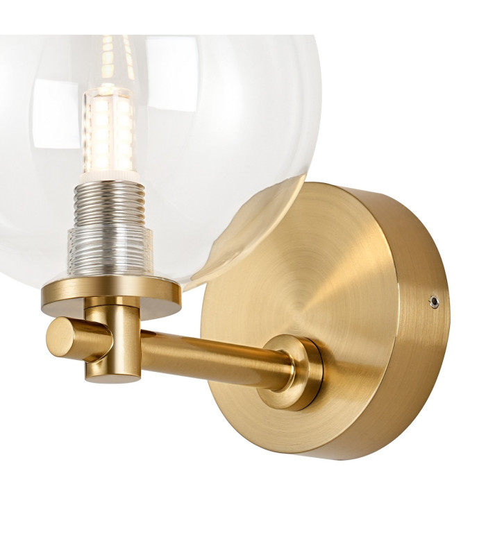 Tivoli Short Arm Wall Light 1 Light G9 IP44 Brass Gold/Clear Smooth Round Glass-6