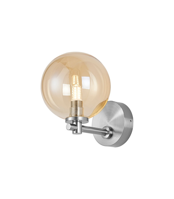 Tivoli Short Arm Wall Light 1 Light G9 IP44 Polished Chrome/Amber Smooth Round Glass-1