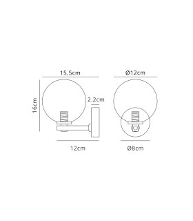 Tivoli Short Arm Wall Light 1 Light G9 IP44 Polished Chrome/Amber Smooth Round Glass-2