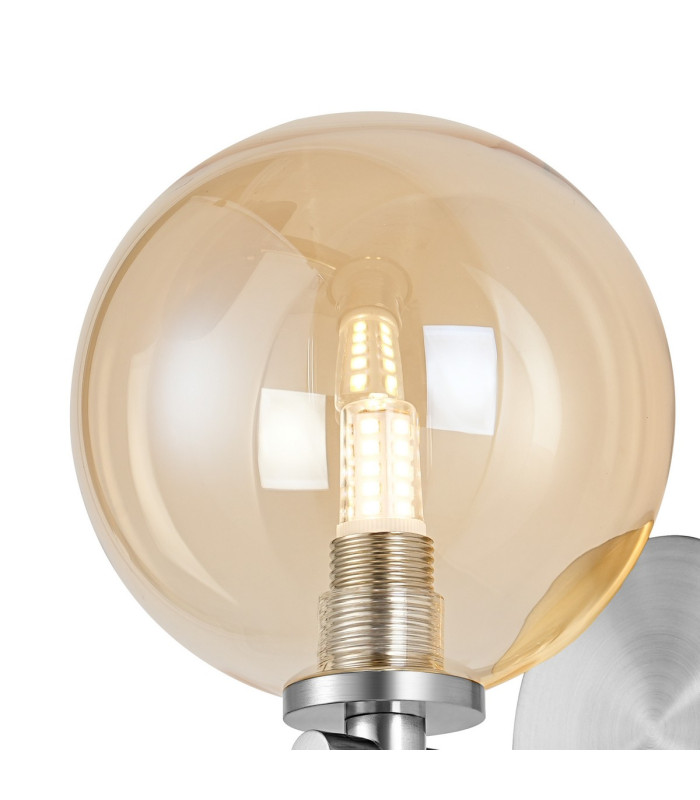 Tivoli Short Arm Wall Light 1 Light G9 IP44 Polished Chrome/Amber Smooth Round Glass-5