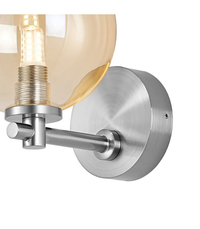 Tivoli Short Arm Wall Light 1 Light G9 IP44 Polished Chrome/Amber Smooth Round Glass-6
