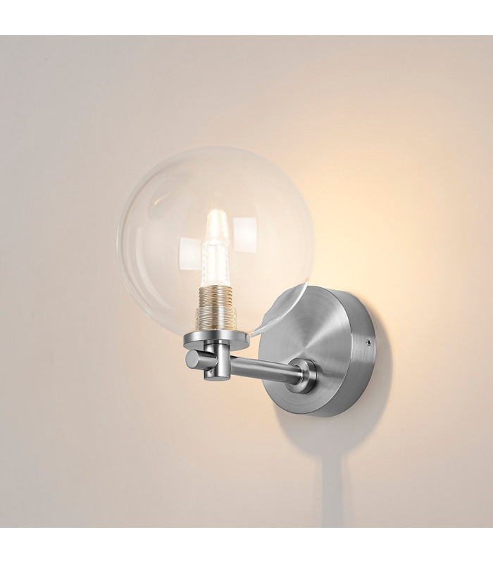 Tivoli Short Arm Wall Light 1 Light G9 IP44 Polished Chrome/Clear Smooth Round Glass-3