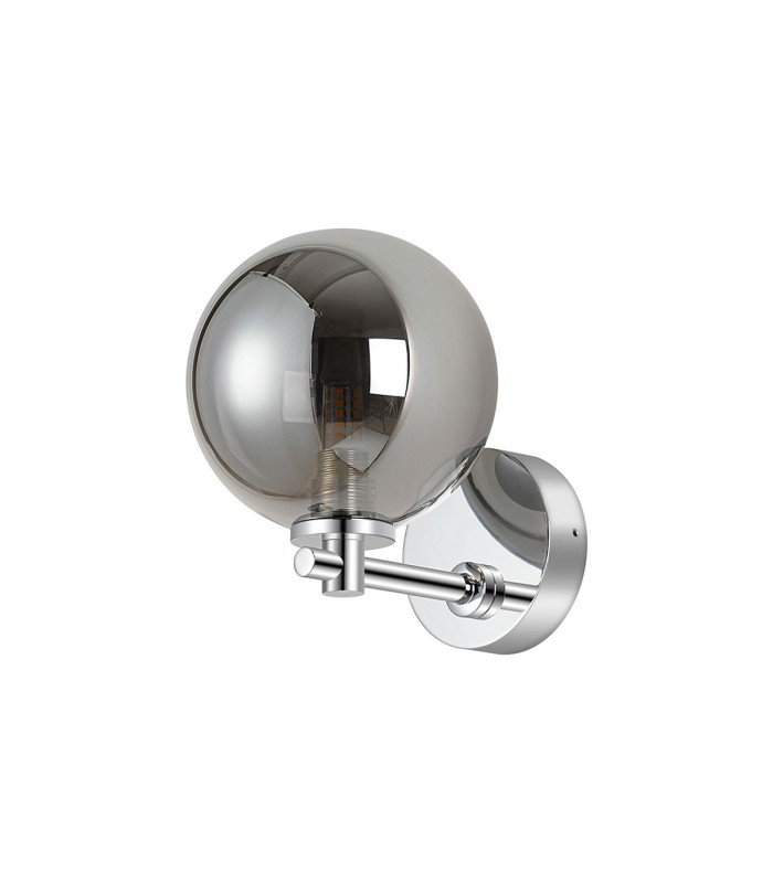 Tivoli Short Arm Wall Light 1 Light G9 IP44 Polished Chrome/Smoke Smooth Round Glass-4