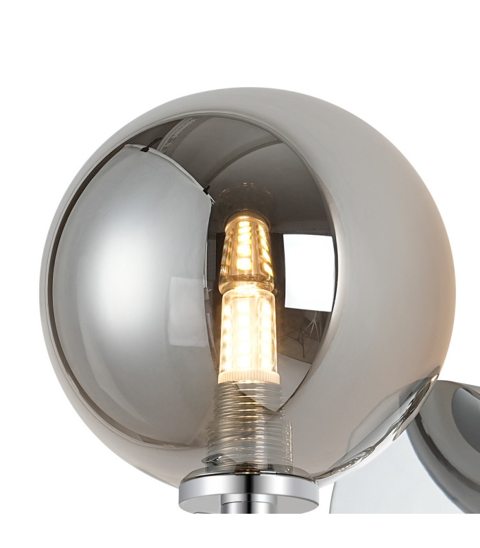 Tivoli Short Arm Wall Light 1 Light G9 IP44 Polished Chrome/Smoke Smooth Round Glass-5