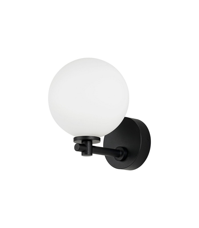 Tivoli Short Arm Wall Light 1 Light G9 IP44 Satin Black/Opal Smooth Round Glass-4