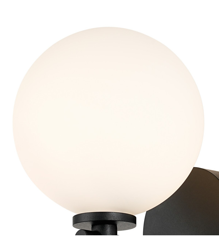 Tivoli Short Arm Wall Light 1 Light G9 IP44 Satin Black/Opal Smooth Round Glass-5
