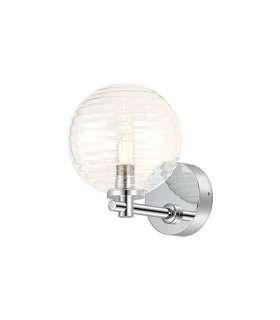 Tivoli Short Arm Wall Light 1 Light G9 IP44 Polished Chrome/Clear Ribbed Round Glass-1
