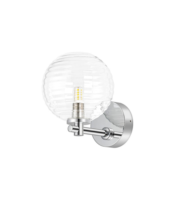 Tivoli Short Arm Wall Light 1 Light G9 IP44 Polished Chrome/Clear Ribbed Round Glass-4