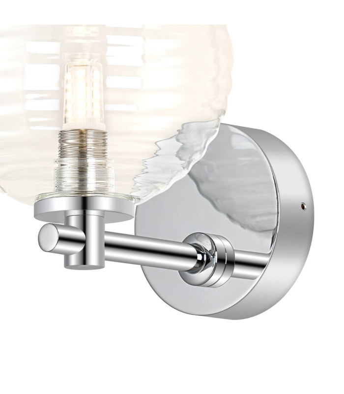 Tivoli Short Arm Wall Light 1 Light G9 IP44 Polished Chrome/Clear Ribbed Round Glass-5