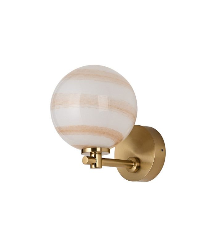 Tivoli Short Arm Wall Light 1 Light G9 IP44 Brass Gold/Brown Round Marble Effect Glass-4