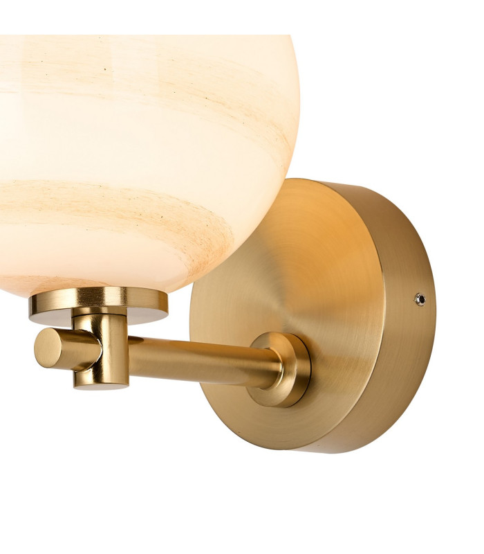Tivoli Short Arm Wall Light 1 Light G9 IP44 Brass Gold/Brown Round Marble Effect Glass-6