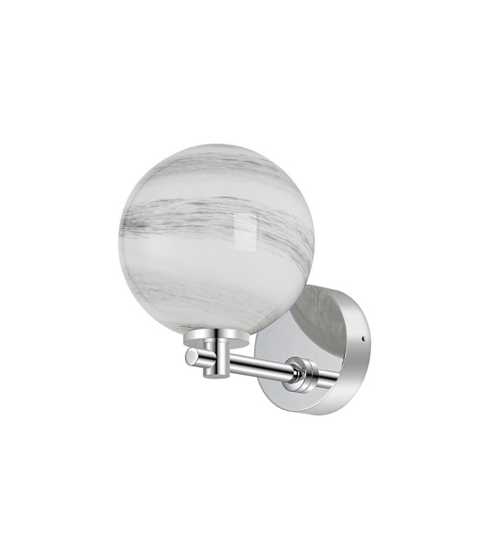 Tivoli Short Arm Wall Light 1 Light G9 IP44 Polished Chrome/Grey/White Round Marble Effect Glass-4