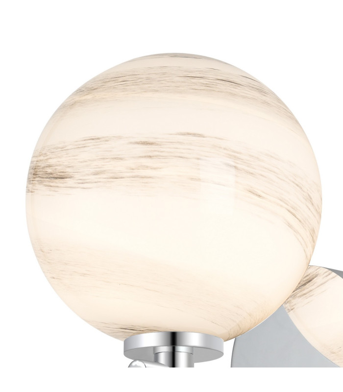 Tivoli Short Arm Wall Light 1 Light G9 IP44 Polished Chrome/Grey/White Round Marble Effect Glass-5