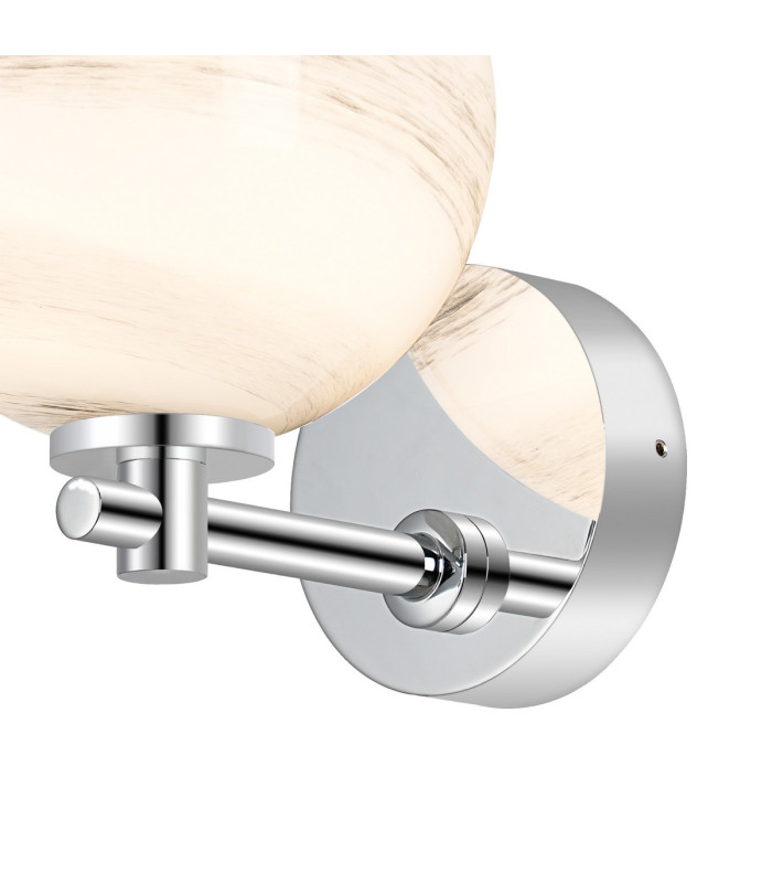 Tivoli Short Arm Wall Light 1 Light G9 IP44 Polished Chrome/Grey/White Round Marble Effect Glass-6