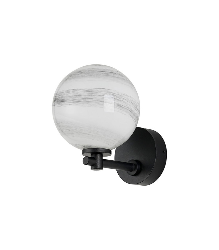 Tivoli Short Arm Wall Light 1 Light G9 IP44 Satin Black/Grey Round Marble Effect Glass-4