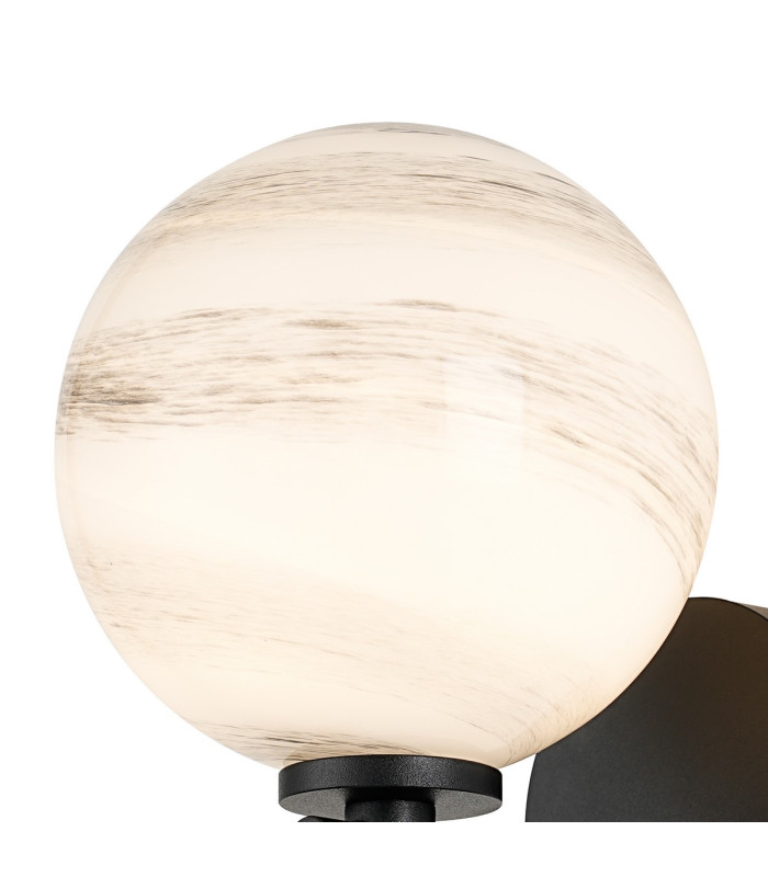 Tivoli Short Arm Wall Light 1 Light G9 IP44 Satin Black/Grey Round Marble Effect Glass-5