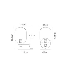 Tivoli Short Arm Wall Light 1 Light G9 IP44 Brass Gold/Amber Smooth Tubular Glass-2