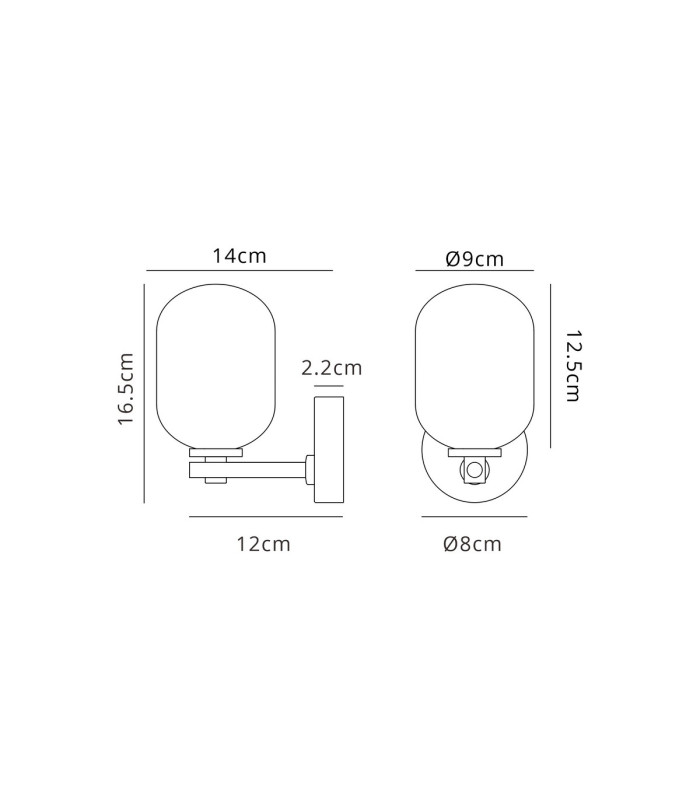 Tivoli Short Arm Wall Light 1 Light G9 IP44 Polished Chrome/Opal Smooth Tubular Glass-2