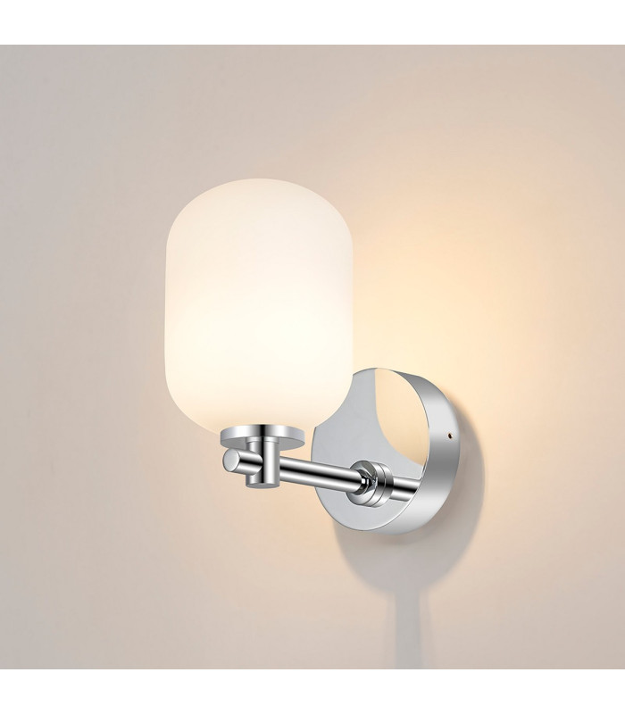 Tivoli Short Arm Wall Light 1 Light G9 IP44 Polished Chrome/Opal Smooth Tubular Glass-3