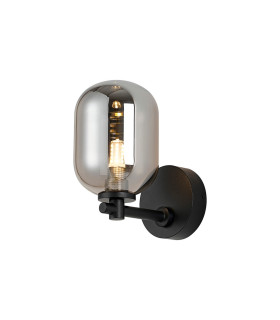 Tivoli Short Arm Wall Light 1 Light G9 IP44 Satin Black/Smoke Smooth Tubular Glass-1
