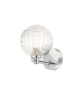 Tivoli Short Arm Wall Light 1 Light G9 IP44 Polished Chrome/Clear Cross Pattern Round Glass-1