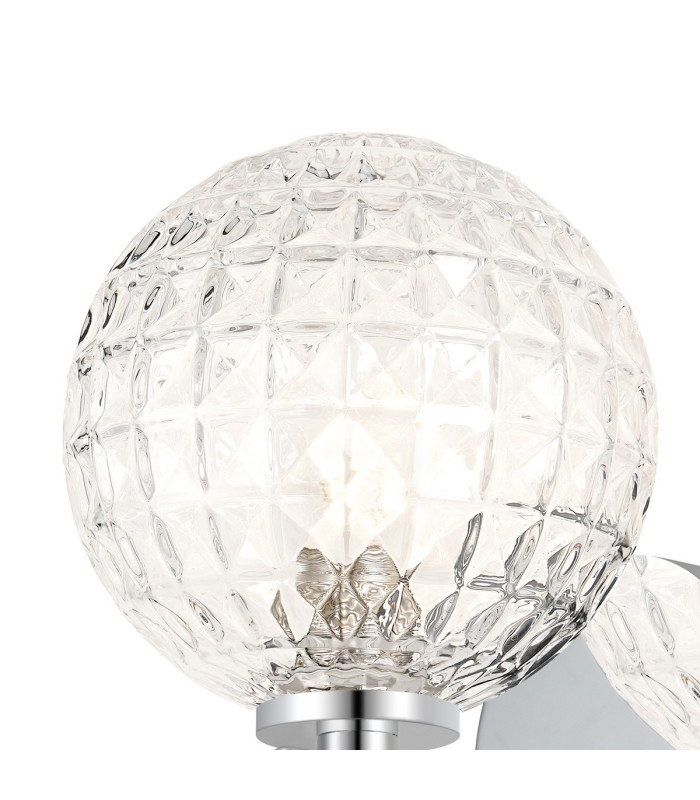 Tivoli Short Arm Wall Light 1 Light G9 IP44 Polished Chrome/Clear Cross Pattern Round Glass-4