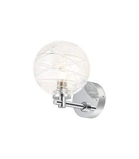 Tivoli Short Arm Wall Light 1 Light G9 IP44 Polished Chrome/Clear Dune Effect Round Glass-1