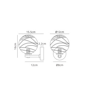 Tivoli Short Arm Wall Light 1 Light G9 IP44 Polished Chrome/Clear Dune Effect Round Glass-2