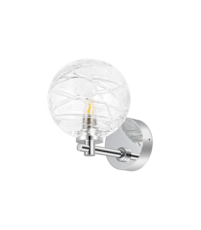Tivoli Short Arm Wall Light 1 Light G9 IP44 Polished Chrome/Clear Dune Effect Round Glass-4