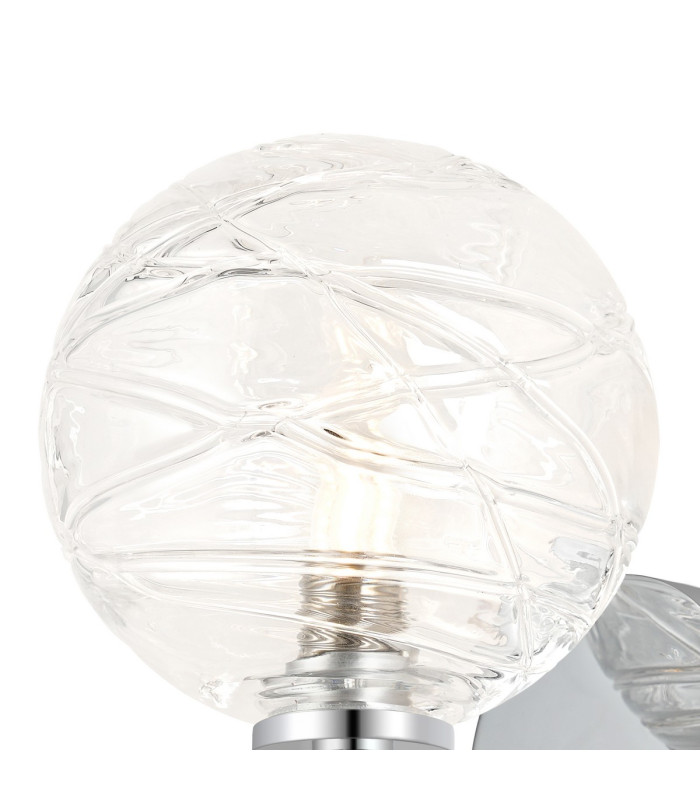 Tivoli Short Arm Wall Light 1 Light G9 IP44 Polished Chrome/Clear Dune Effect Round Glass-5