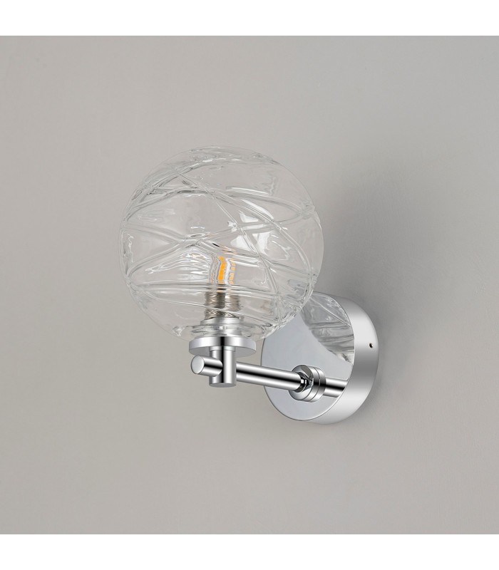 Tivoli Short Arm Wall Light 1 Light G9 IP44 Polished Chrome/Clear Dune Effect Round Glass-7