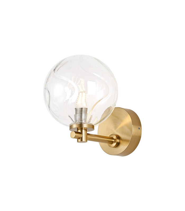 Tivoli Short Arm Wall Light 1 Light G9 IP44 Brass Gold/Clear Waved Round Glass-1